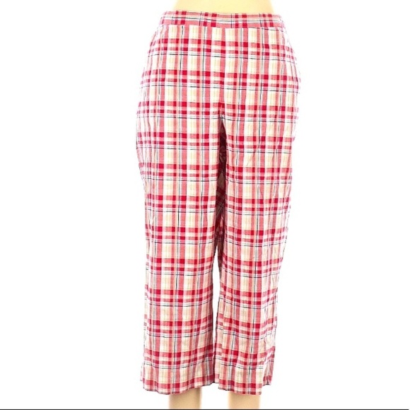 Alfred Dunner Pants - Vintage Alfred Dunner red plaid elastic rear pull on casual straight pants 16